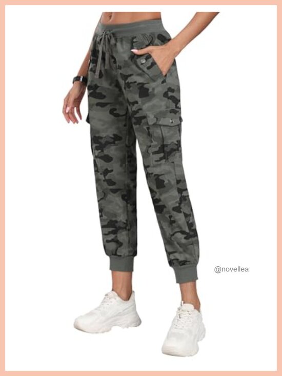 Pants - Women's Cargo Pants Lightweight Joggers Elastic Waist Athletic Hiking